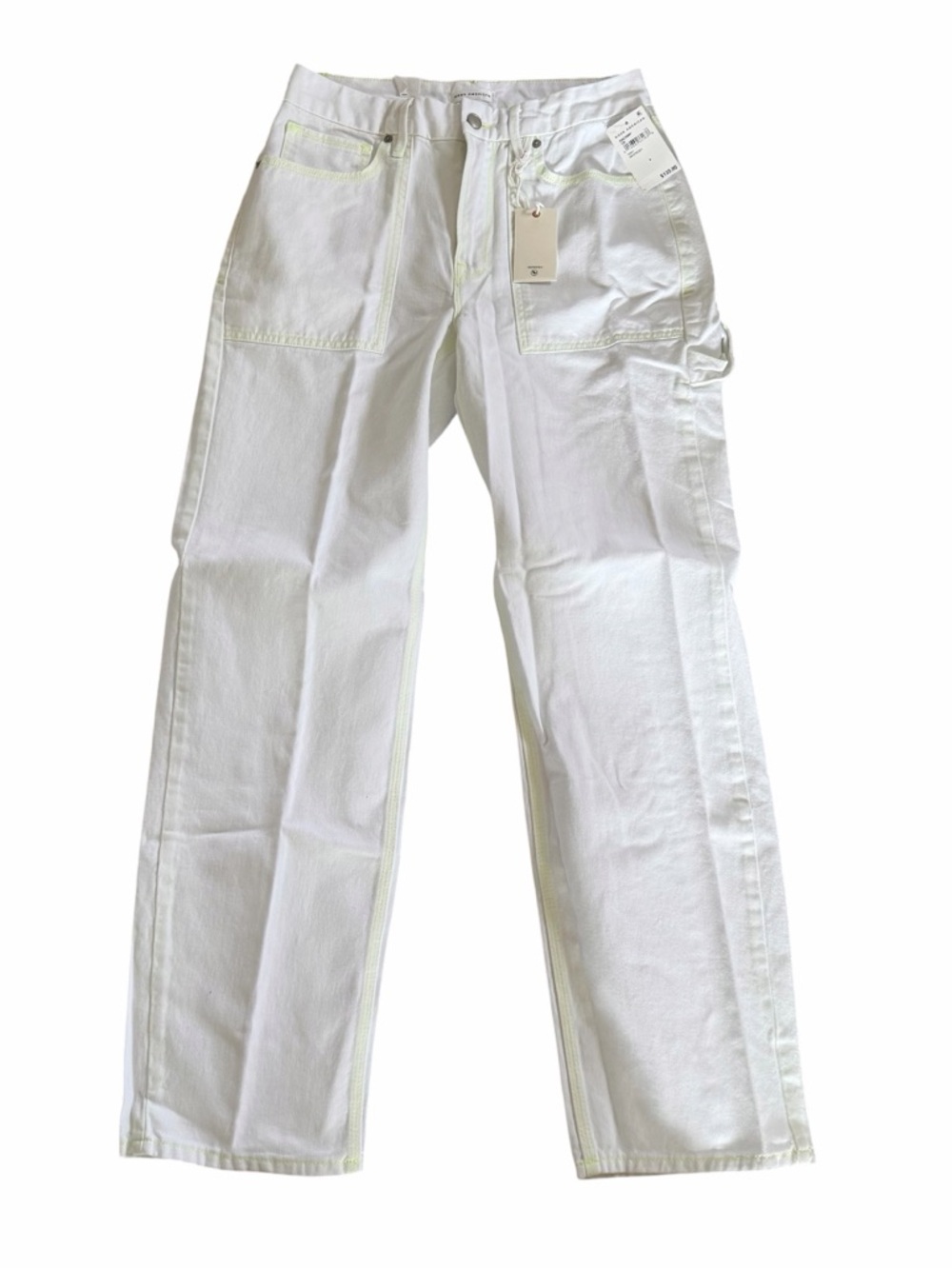 Good American White/Neon Green Jeans